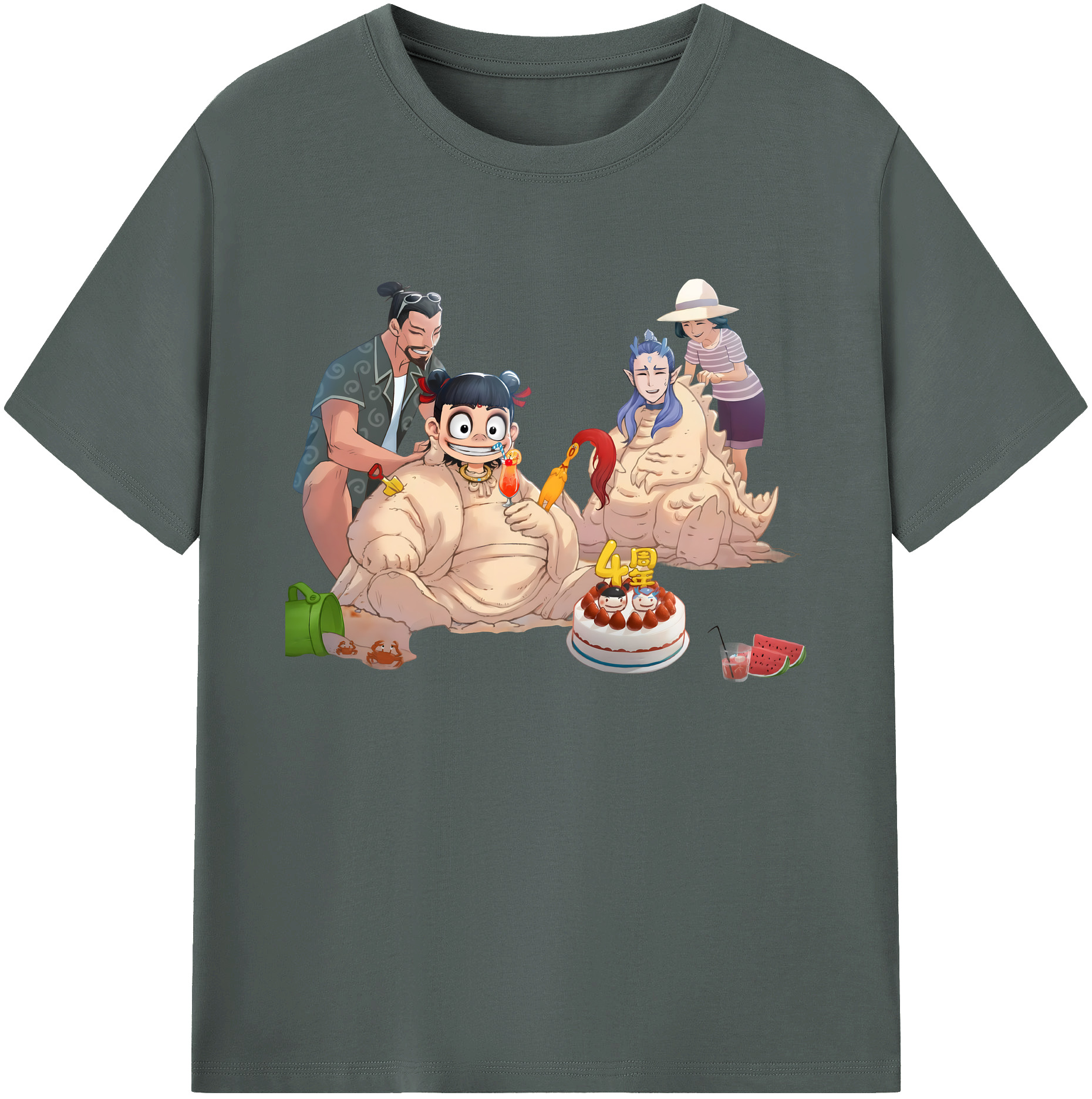 （画像用） Ne Zha 2 ナタ 魔童の大暴れ 綿100％ メンズ半袖Tシャツ｜肌触りやわらか＆通気性